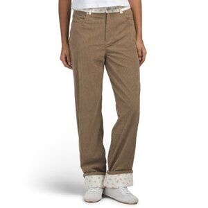 SUNDAY EDITION Brown Cuffed Pants With Printed Hem